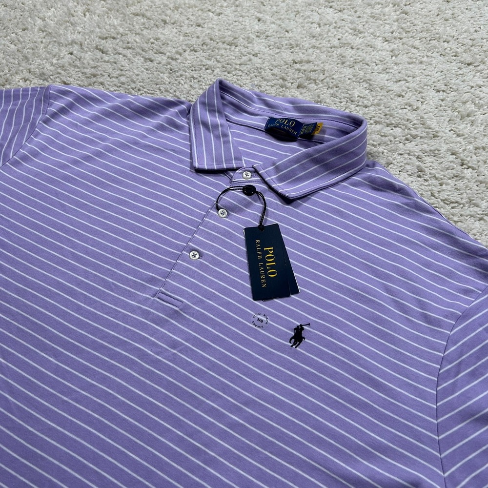 Polo Ralph Lauren Striped Soft Cotton Polo Shirt 3XB Big Purple White Cotton